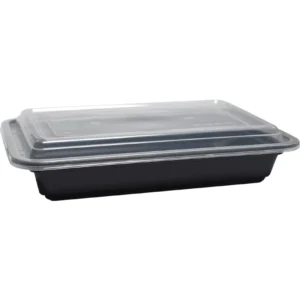 Black Microwave Safe Rectangular Meal Prep Food Container with Clear Lid