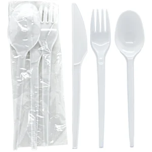 Saada White Plastic Disposable Cutlery Set