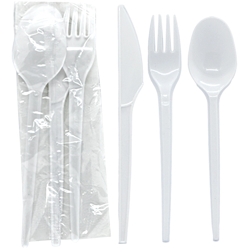 Saada White Plastic Disposable Cutlery Set
