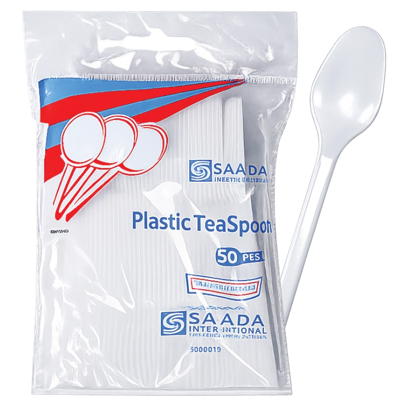 Saada White Plastic Disposable Teaspoons – Quality Cutlery Pack (50 Pcs)