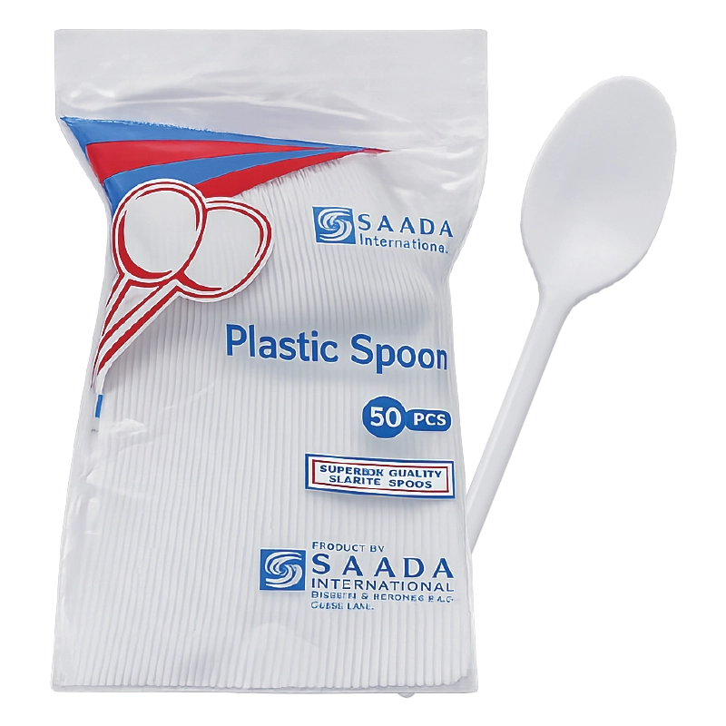 Saada White Plastic Disposable Spoons – Super Quality Cutlery Pack (50 Pcs)