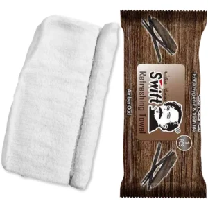 Swift Refreshing Wet Towel Sachet – Amber Oud Scented Single-Use Moist Cotton Towel (500g Pack)